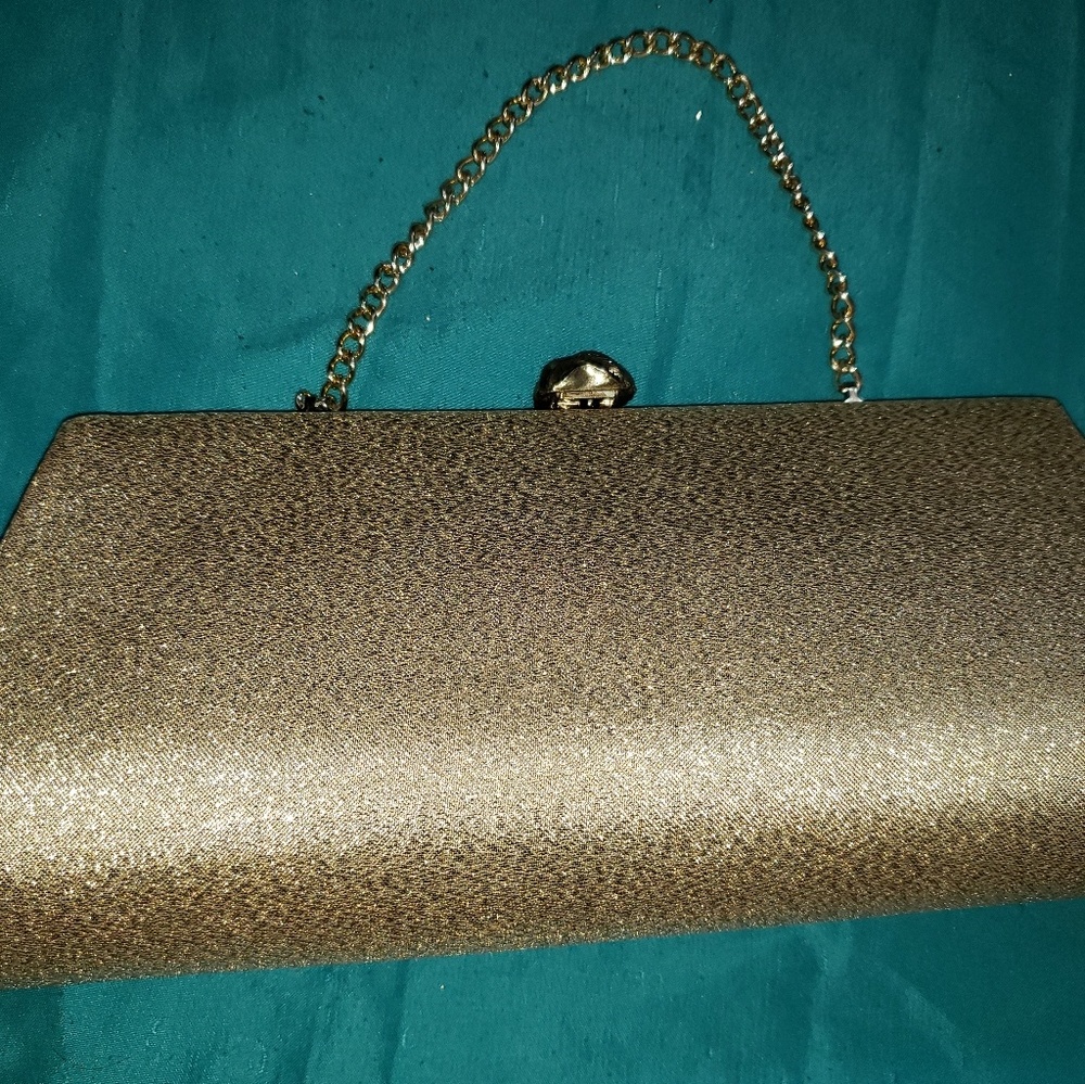 Vintage gold metallic clutch